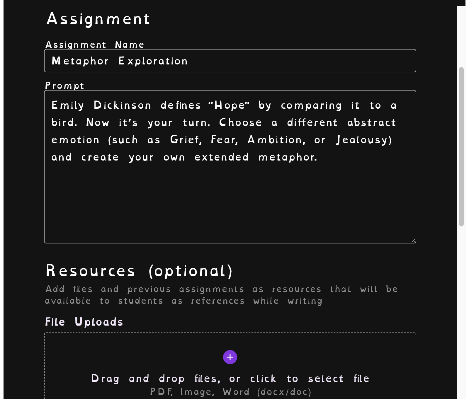 Demonstration on the ProcNote app of creating an assignment