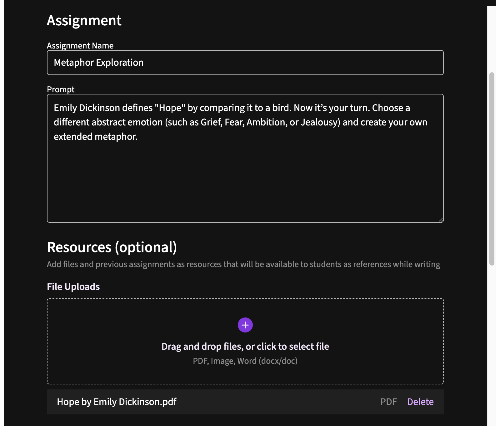 Demonstration on the ProcNote app of creating an assignment