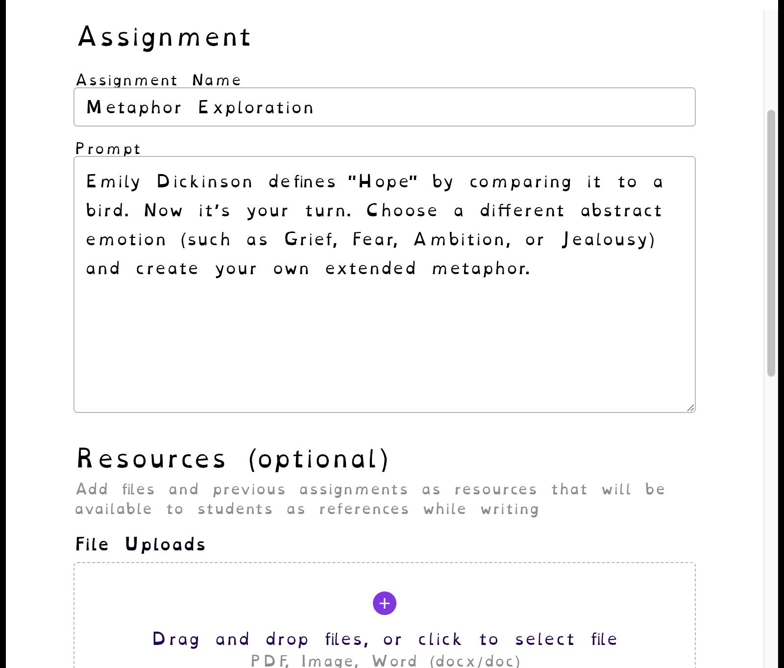 Demonstration on the ProcNote app of creating an assignment