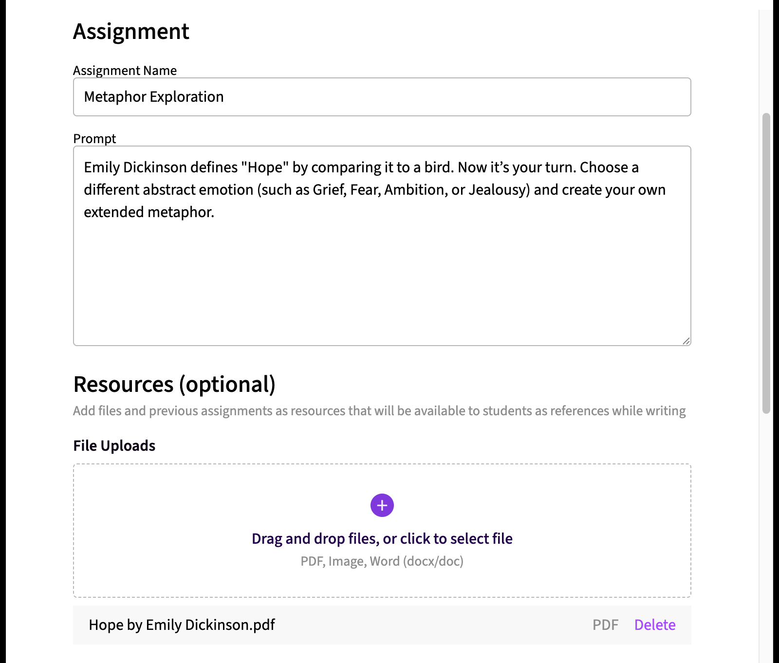 Demonstration on the ProcNote app of creating an assignment